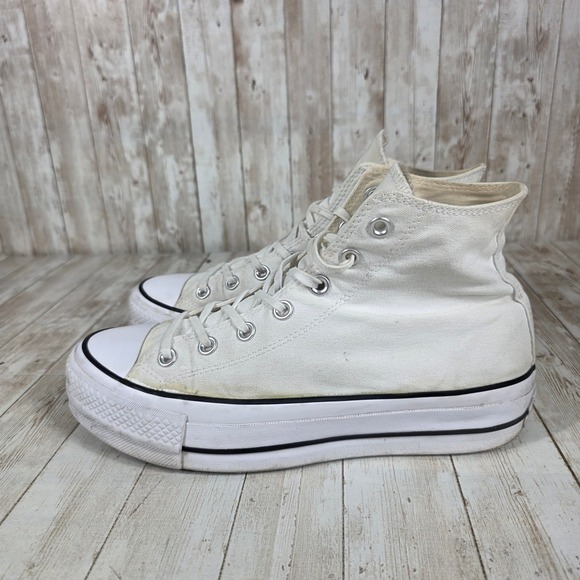 Converse All Star Platform High Top Sneakers‎ White Canvas Women's Size 9 Casual - Picture 2 of 8